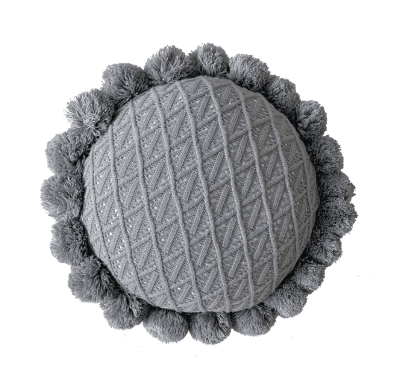 Round Pom Pom Tassel Cushion Cover 20x20 Inch