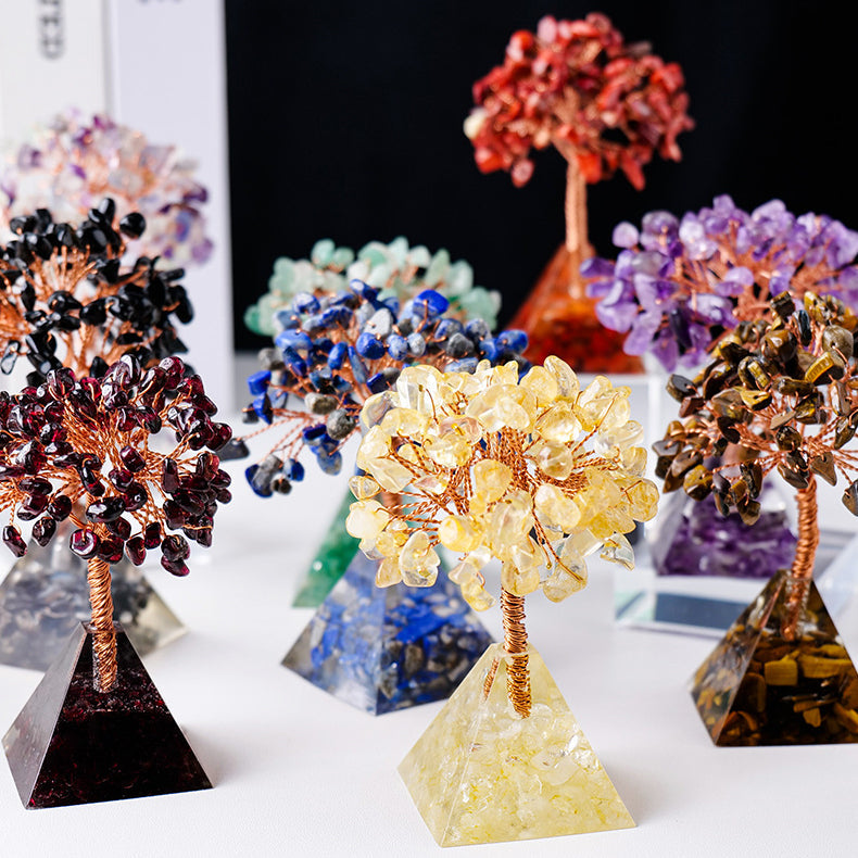 Natural Crystal Feng Shui Tree with Pyramid Base