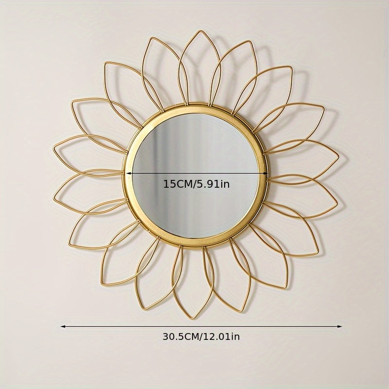 Vintage Sunflower Gold Wall Mirror 11.8 Inch