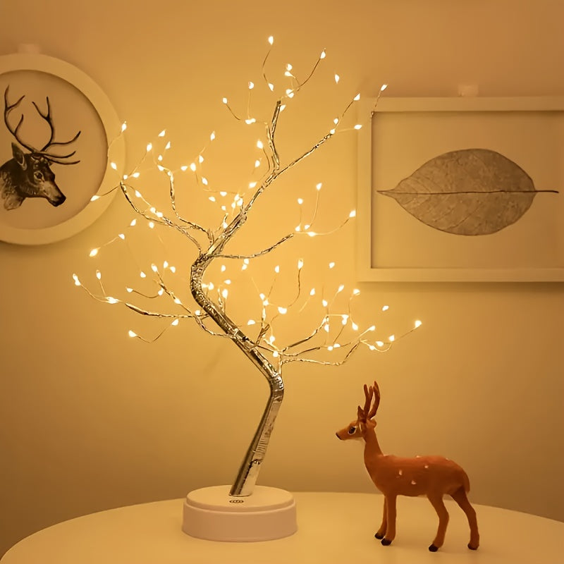 LED Bonsai Table Lamp with Touch Control and Dual Power Supply