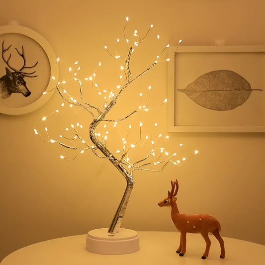 LED Bonsai Table Lamp with Touch Control and Dual Power Supply