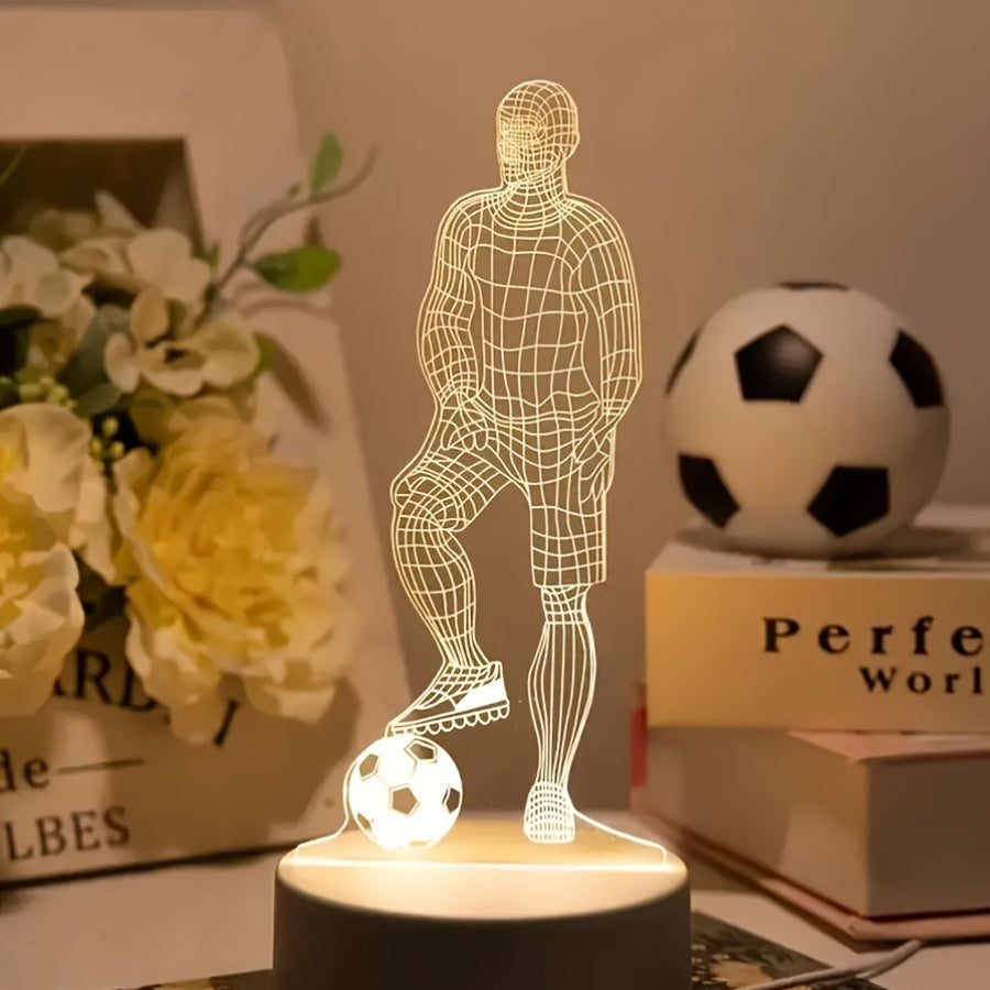 3D Soccer Player LED Table Lamp with USB Power