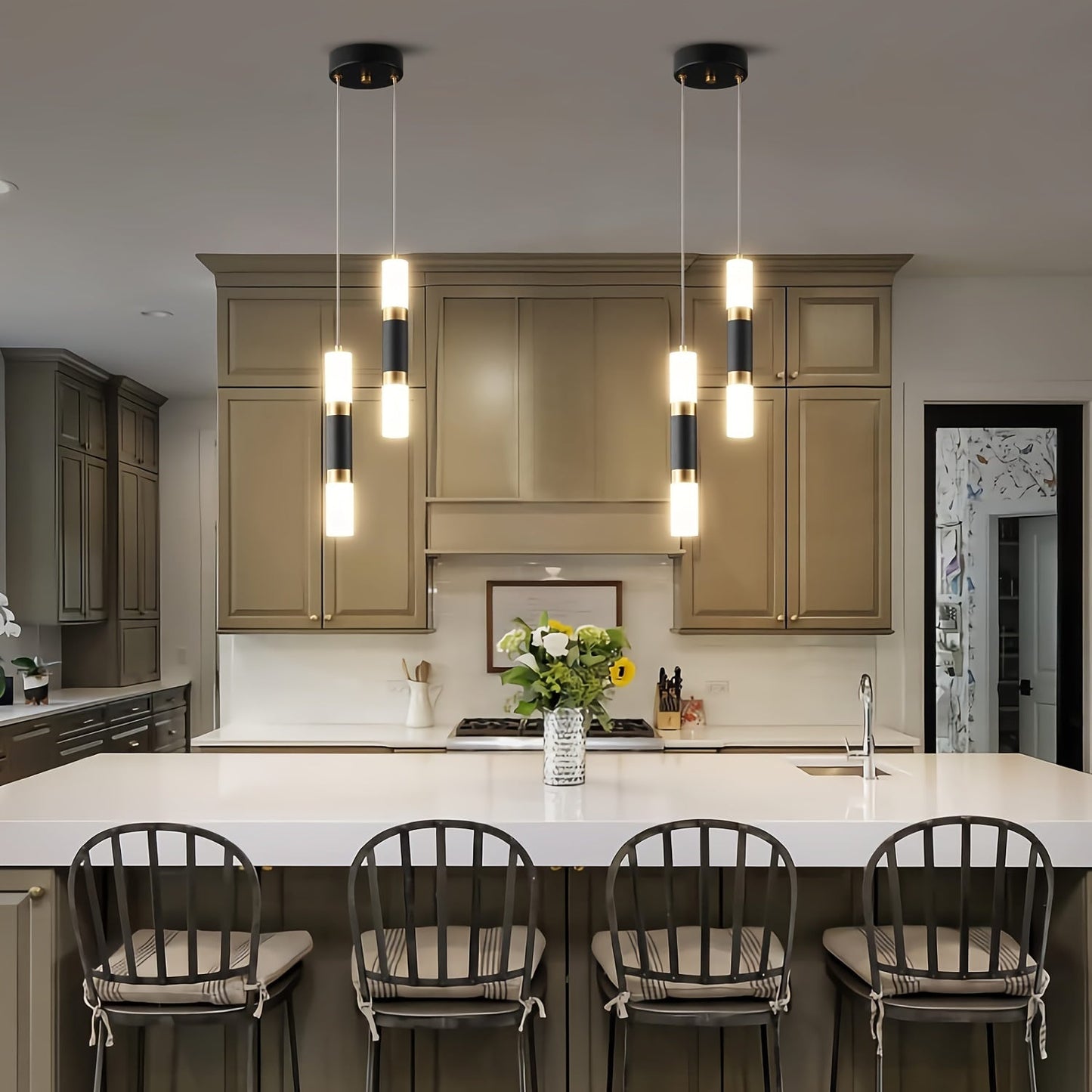 Modern Black and Gold Dimmable Mini Pendant Light - 2-Light or 3-Light Options
