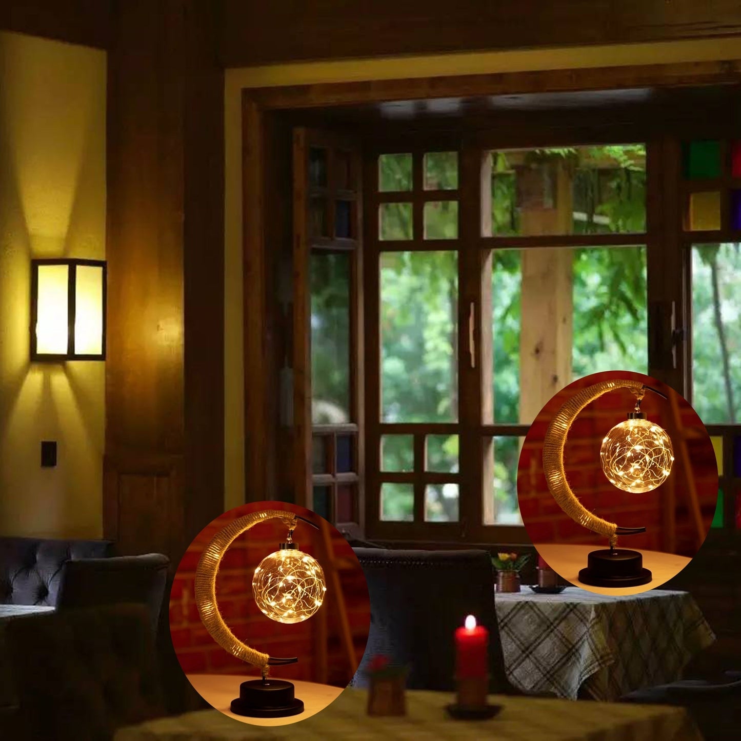 Wrought Iron LED MoonGlow Table Lamp