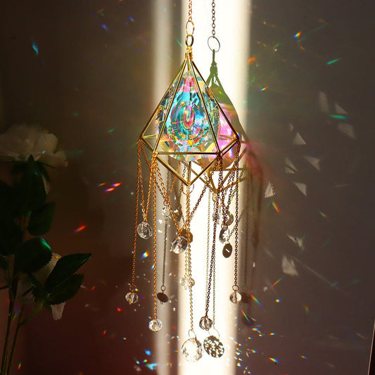 Crystal Sun Catcher Wind Chime with Natural Gemstones