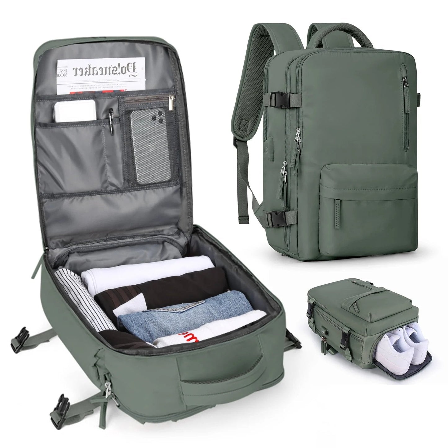 Women's Waterproof Travel Backpack with USB Port and Anti-Theft Design