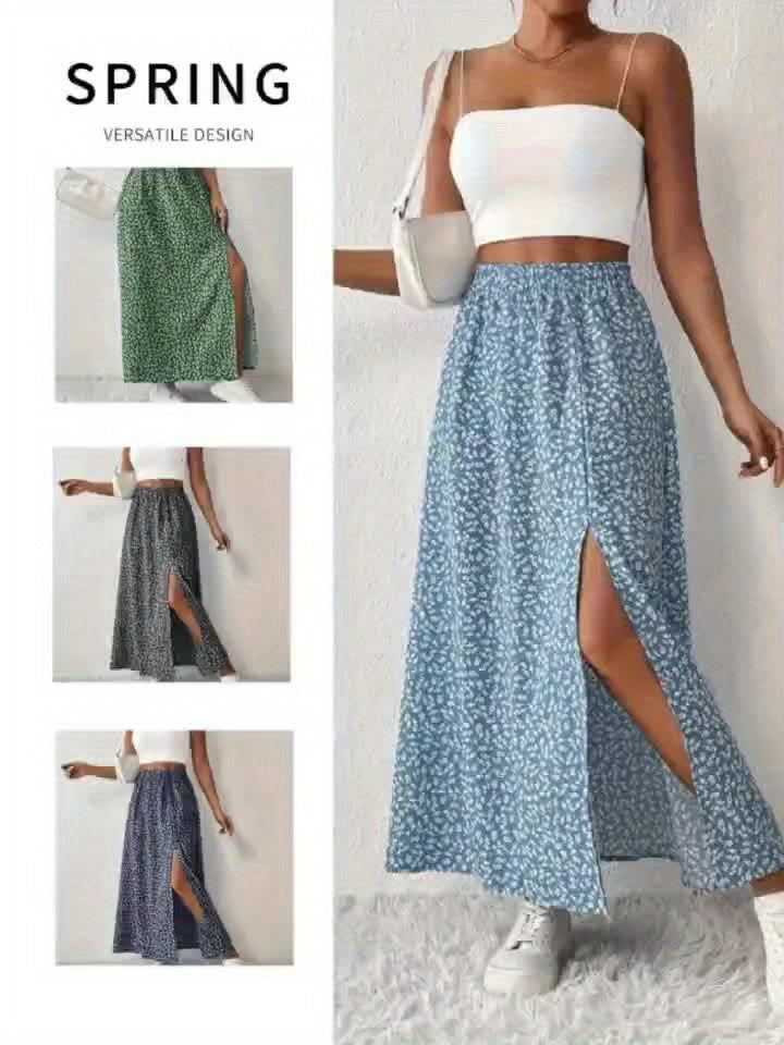 Floral Maxi Skirt with Breezy Slit for Women
