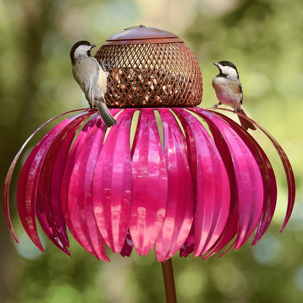 Flower-Shaped Metal Bird Feeder Stake