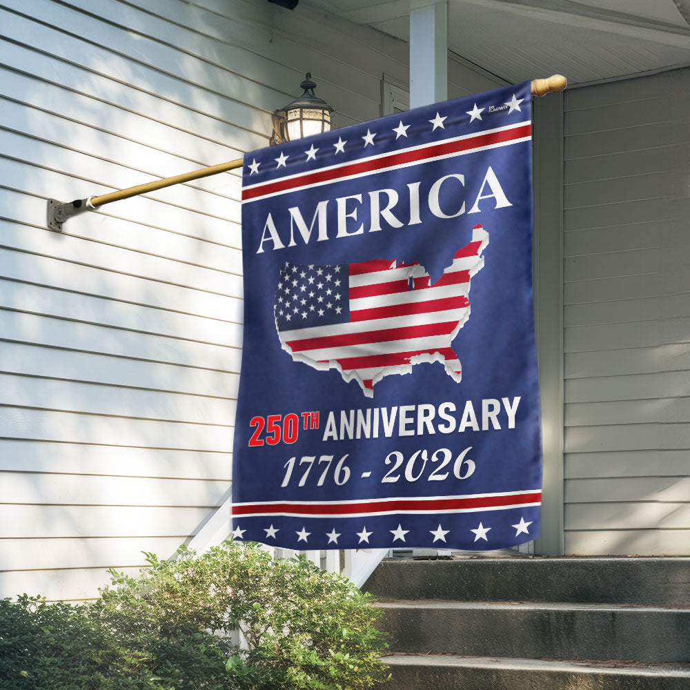 American Flag 250th Anniversary Map Flag Double-Sided Patriotic Decor