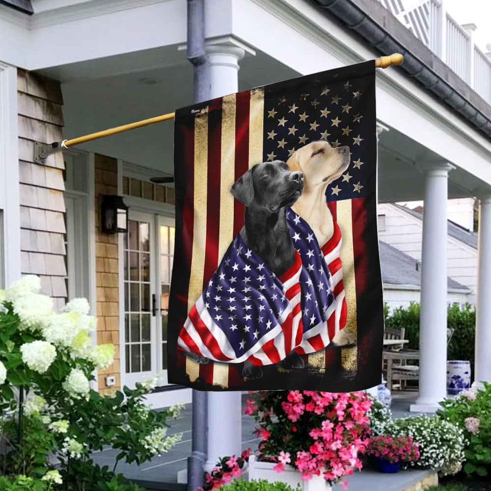 Black and Yellow Labrador Retriever Flag - American Patriot Design, Double-Sided Canvas, 3-Day Shipping