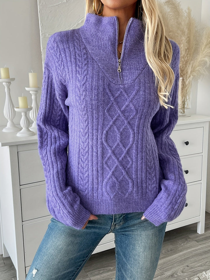 Elin | Ladies' zip-up cable knit Sweater