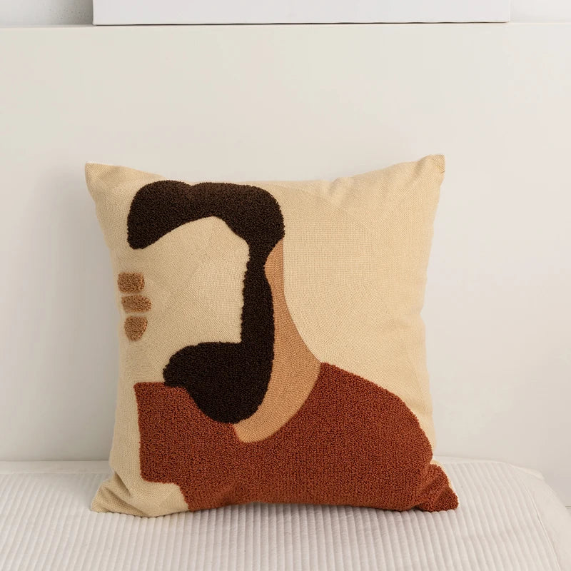 Cozy Abstract Embroidery Cotton Cushion Covers