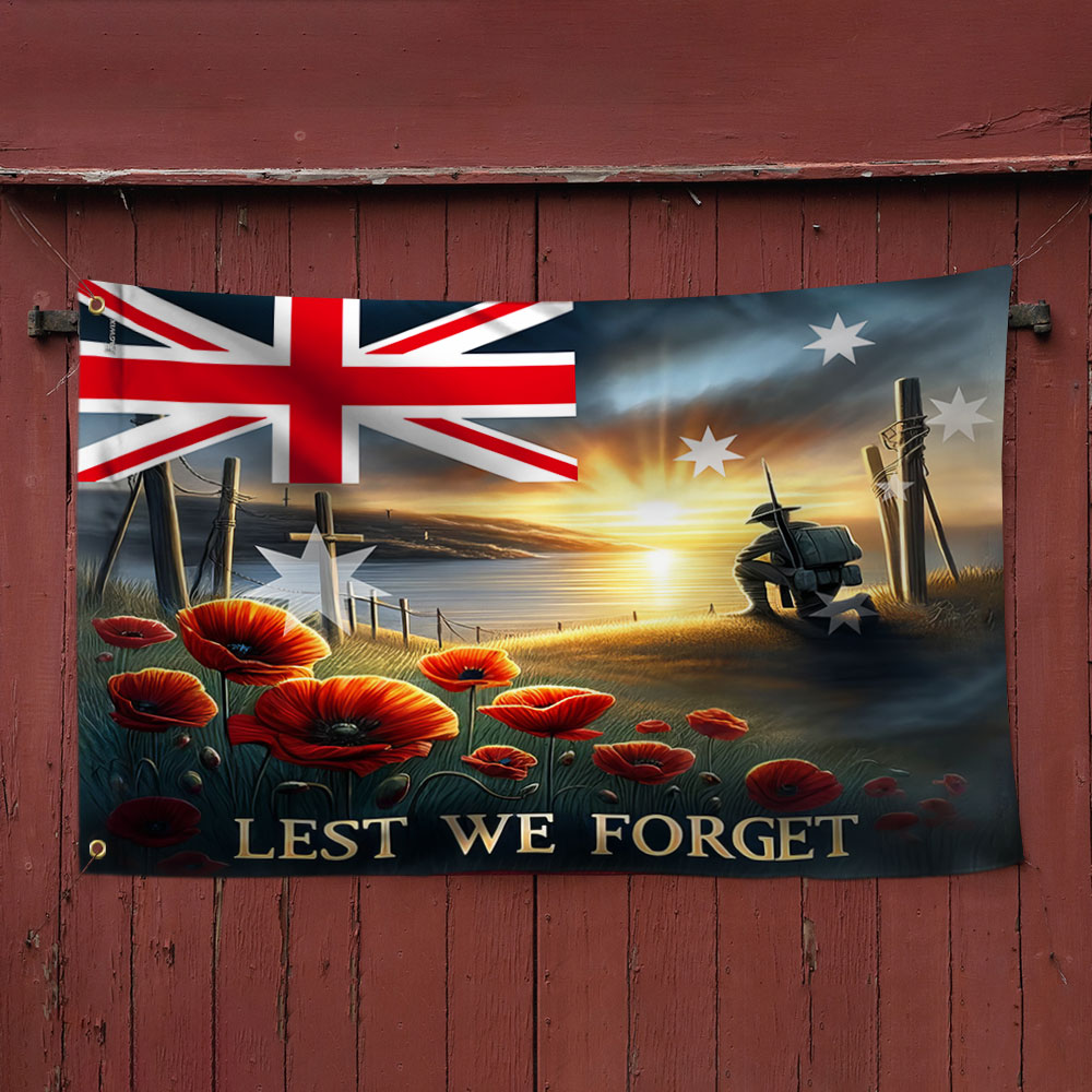 Lest We Forget Grommet Flag for Anzac Day and Remembrance Day