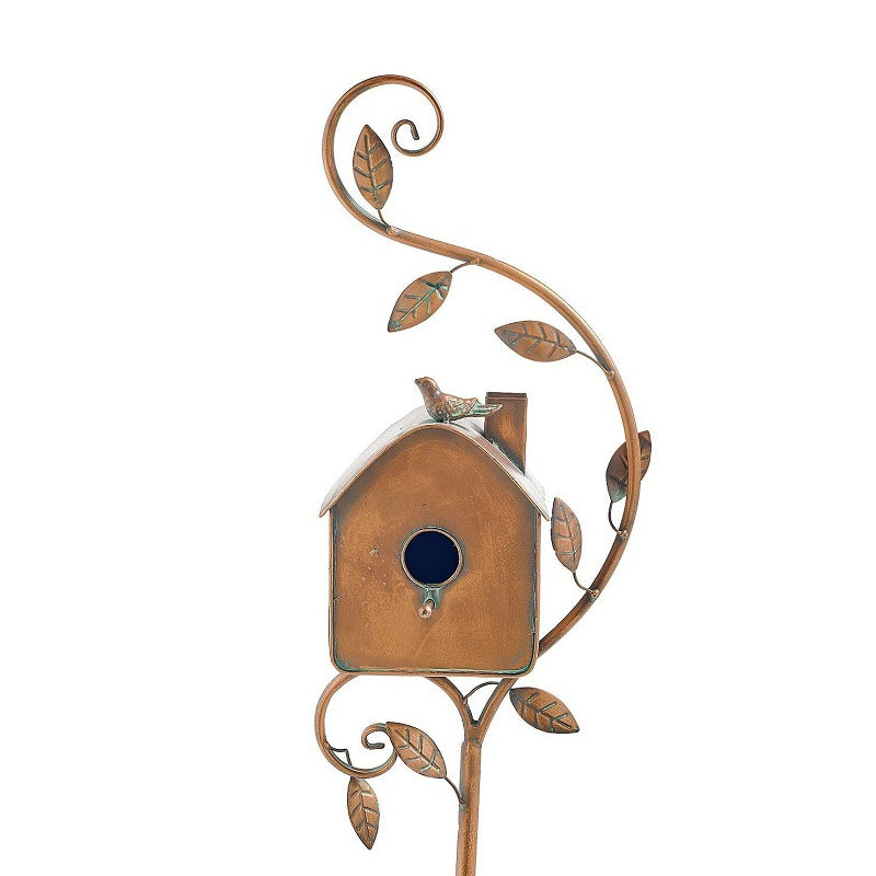 Rustic Metal Birdhouse Garden Stakes for Outdoor Decor