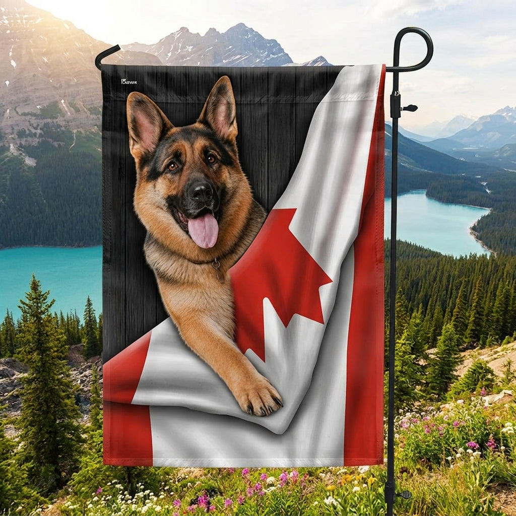 Canadian German Shepherd Garden Flag - Double-Sided Canvas Decor