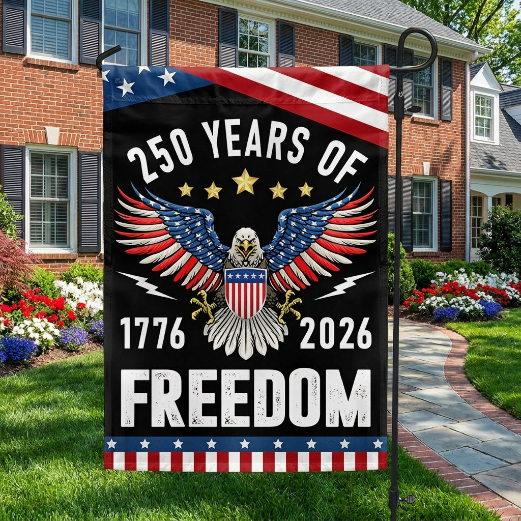 America 250th Anniversary Freedom Flag - Custom Printed Canvas, Double-Sided, UV Resistant