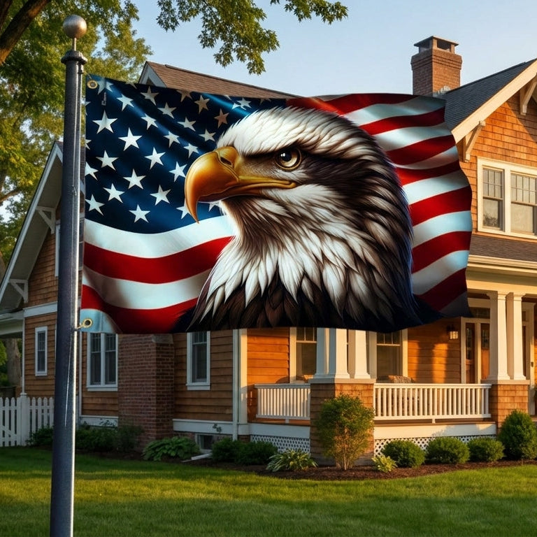 Patriotic Eagle Canvas Grommet Flag - Double-Sided, 3 Sizes Available