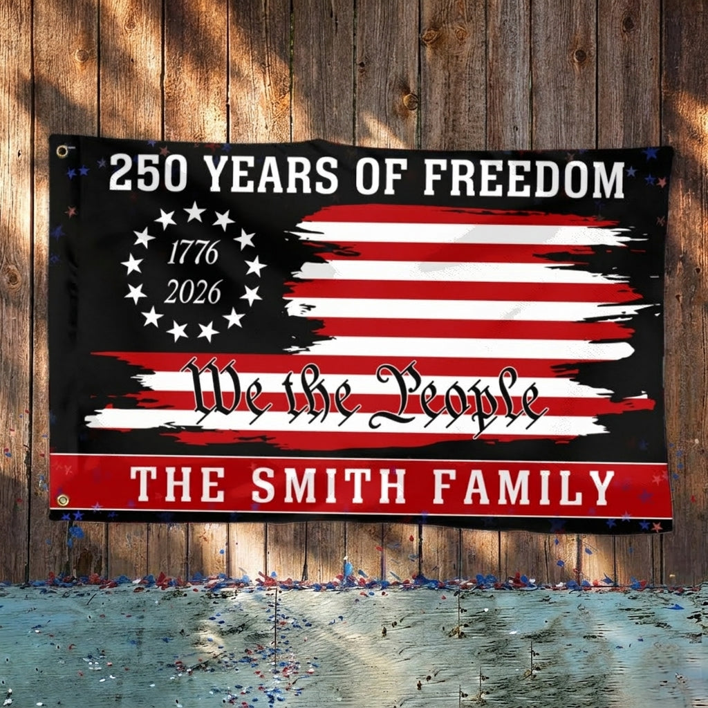 Custom We The People Patriotic Canvas Flag - 250th Anniversary 1776-2026