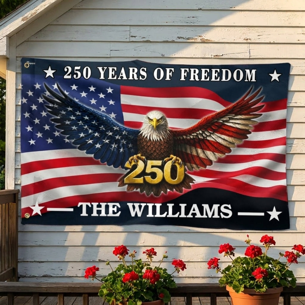 Custom American Flag with Grommets - Personalized 250 Years of Freedom Canvas Flag