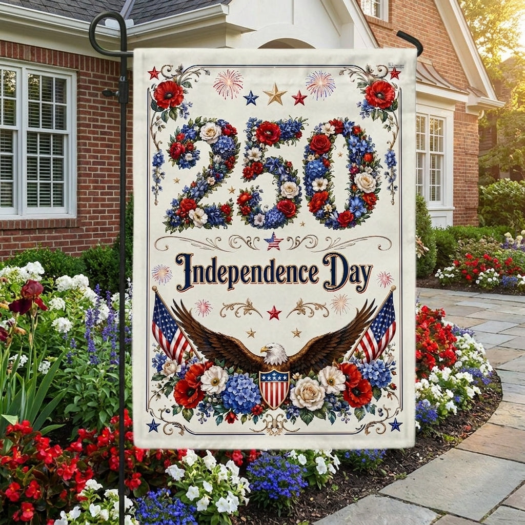 Patriotic Eagle Canvas Flag - Independence Day Rose Shield Design