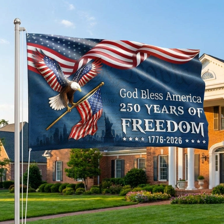 God Bless America Grommet Flag 1776-2026 250 Years of Freedom