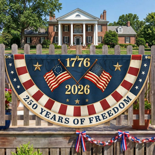 Betsy Ross American Fan Flag - 250 Years of Freedom, Double-Sided Canvas Decor