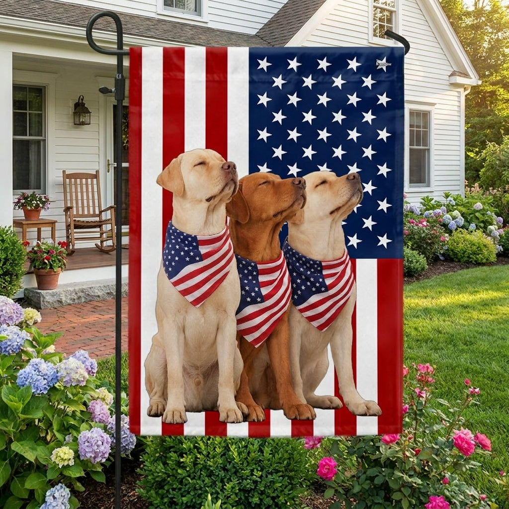 Patriotic Yellow and Red Fox Labrador Retriever Flag