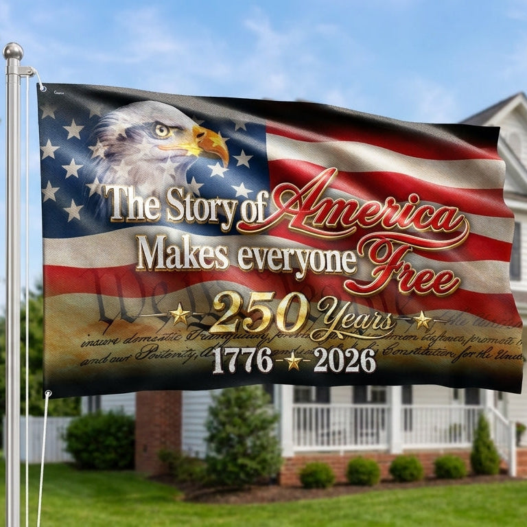 Patriotic Canvas Grommet Flag for 250 Years of Freedom 1776-2026