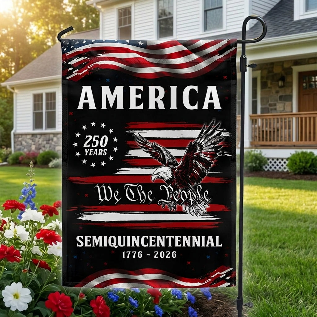 250 Years of America Garden Flag, Patriotic We The People 1776 2026 Double-Sided Decor
