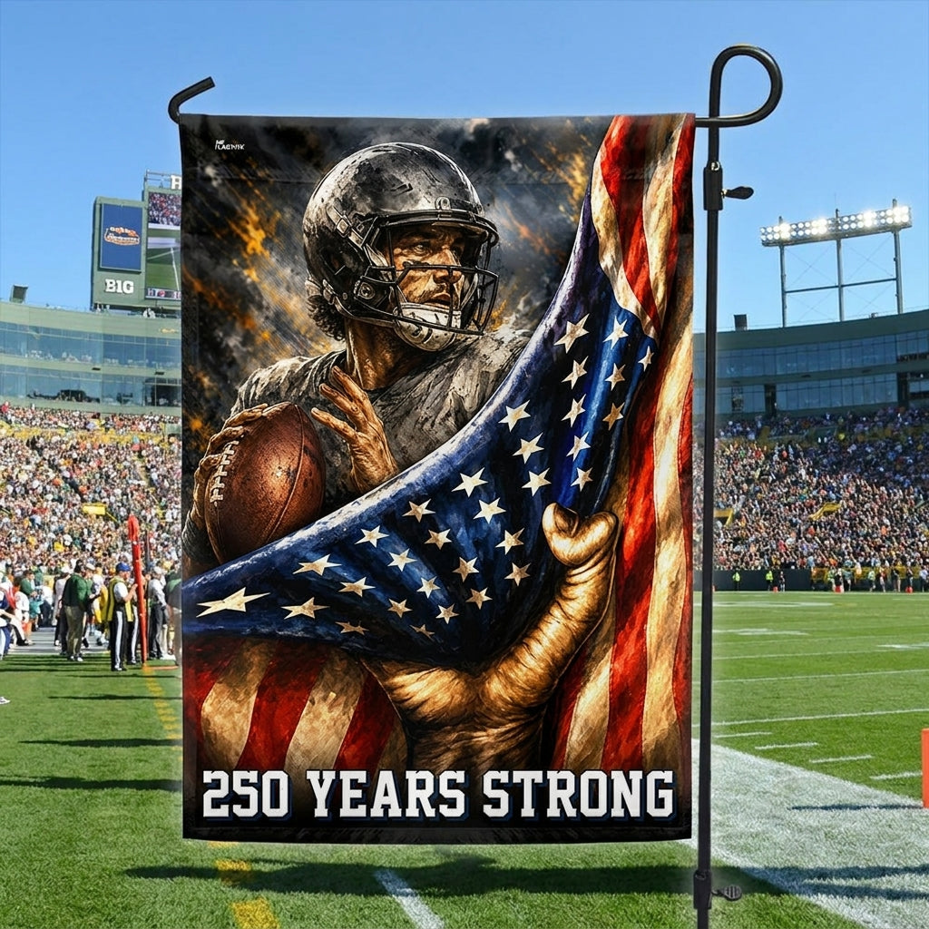 Patriotic American Football Flag - 250 Years Strong Canvas Decor