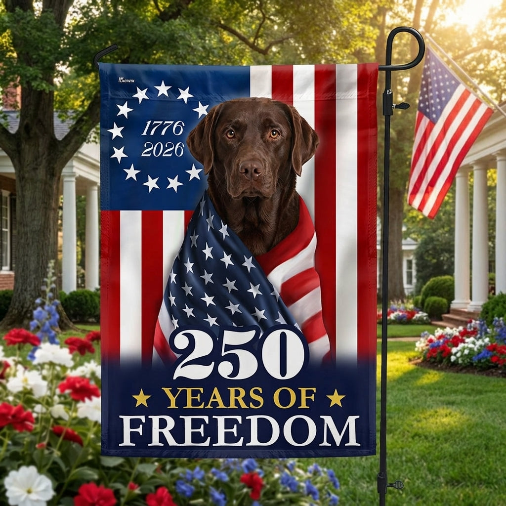 Patriotic Chocolate Labrador Retriever Garden Flag