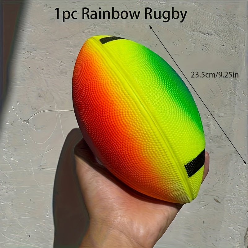 Rainbow Design PVC Rugby Ball for Outdoor Play