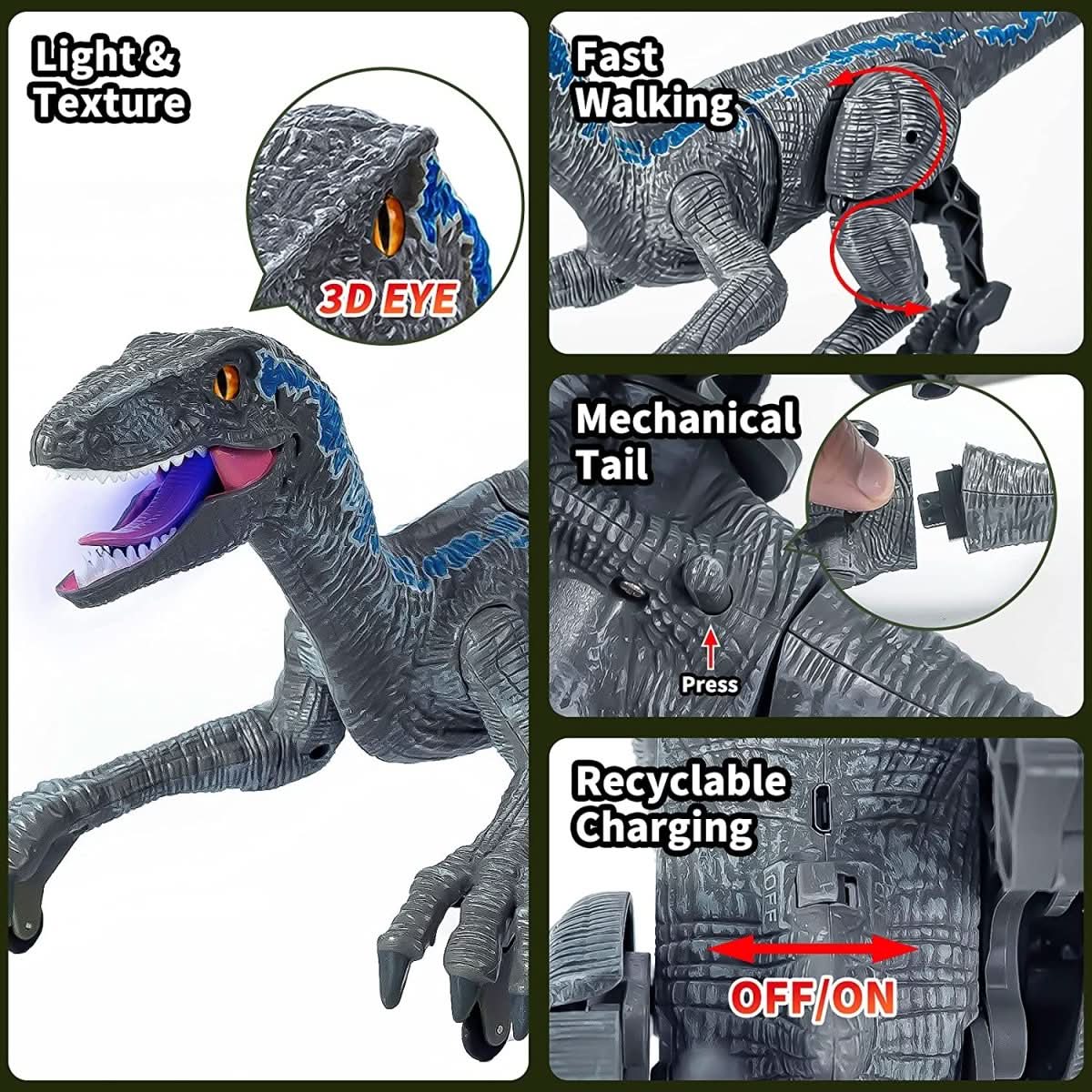 Interactive Dinosaur Toy with Light & Sound for Prehistoric Fun