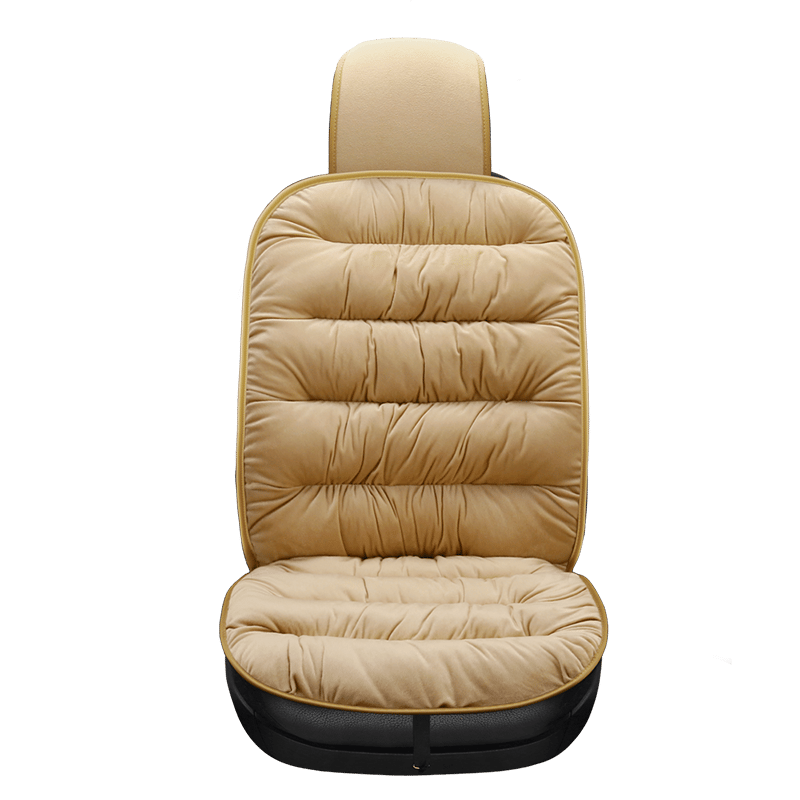 Quilted Plush Car Seat Cushion Pad with Headrest Cover