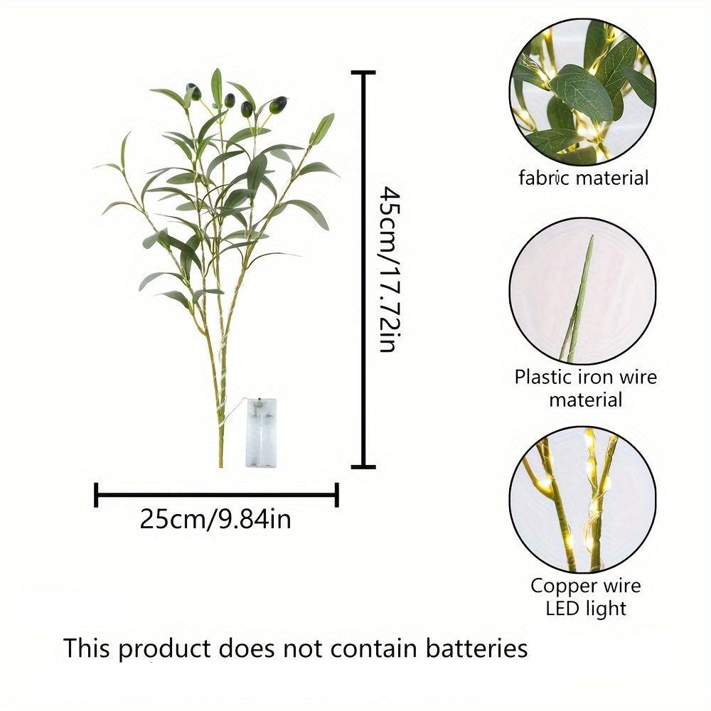 Illuminated Olive Tree LED Lamp - Battery Operated Modern Decor for Weddings and Parties