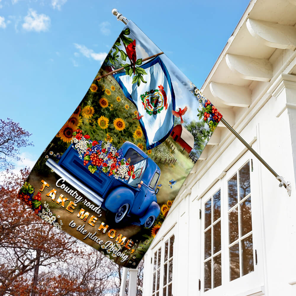 Double-Sided West Virginia Country Roads Canvas Flag