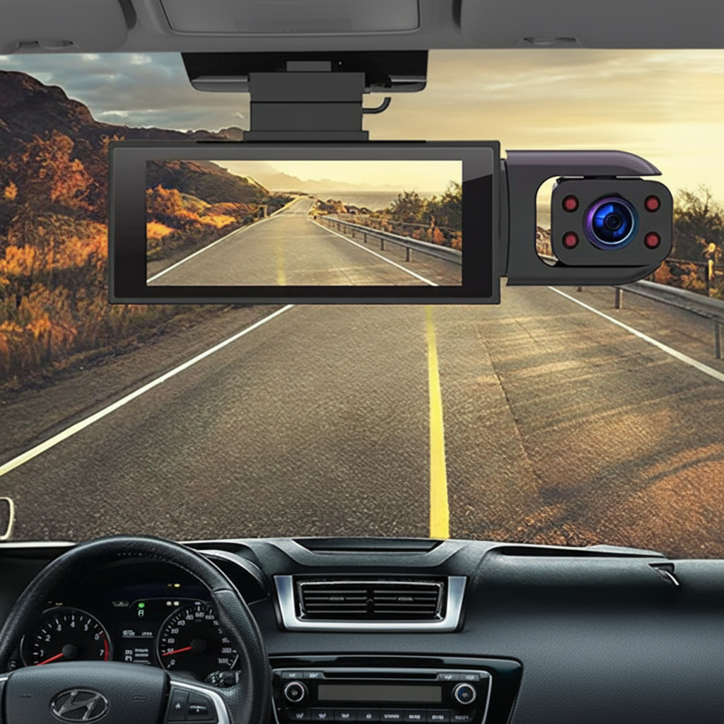 Dual Camera Dash Cam for Car with Interior and Front Recording