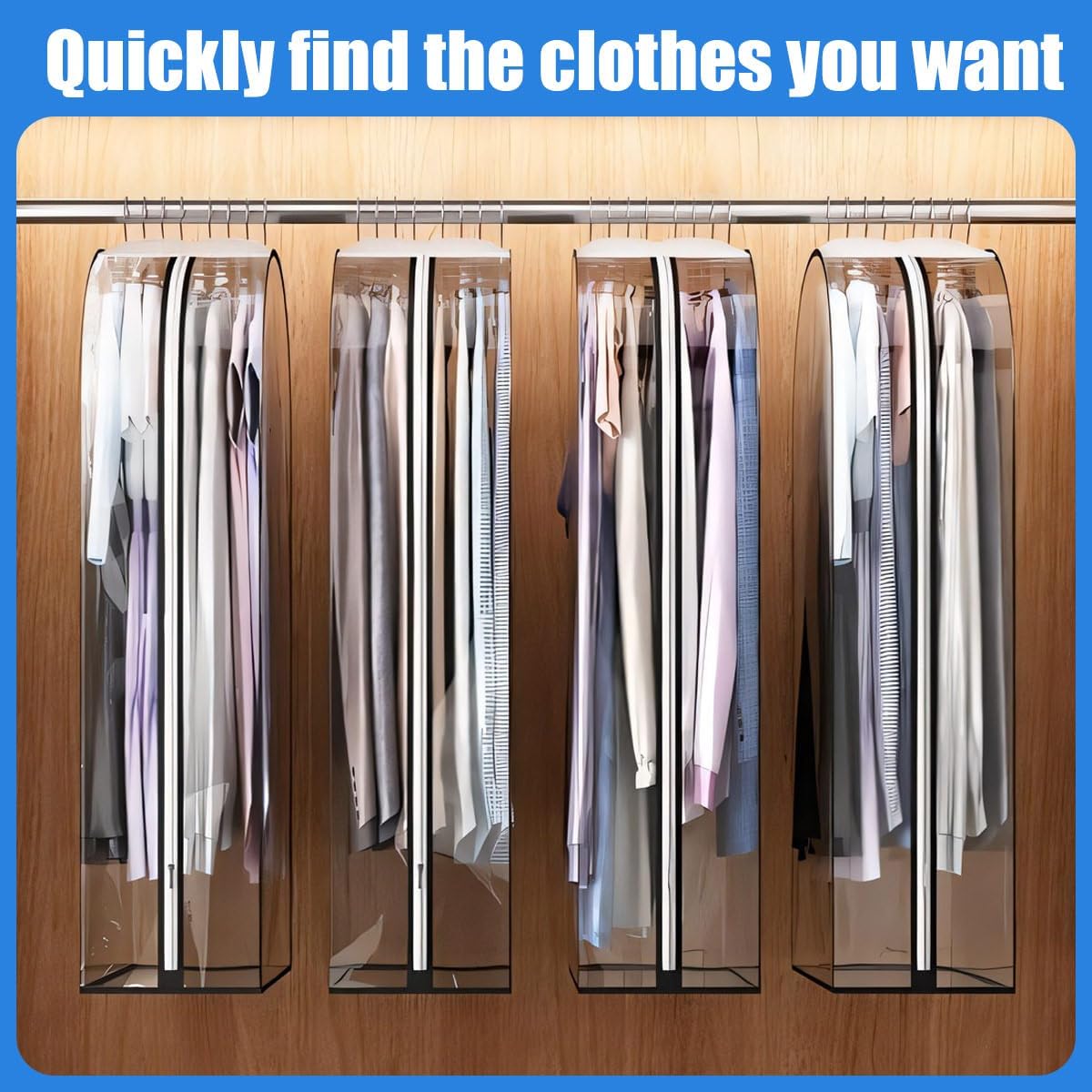 Transparent Waterproof Garment Covers with Side Zippers – 6-Pack