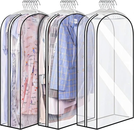 Transparent Waterproof Garment Covers with Side Zippers – 6-Pack
