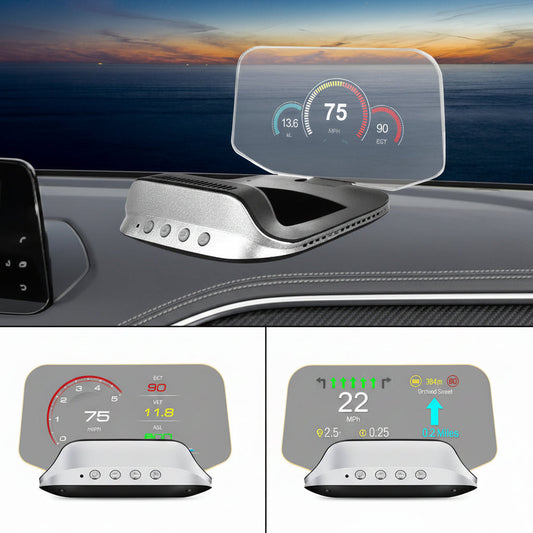 Windshield Head Up Display with GPS, Speed, and Temperature Monitoring