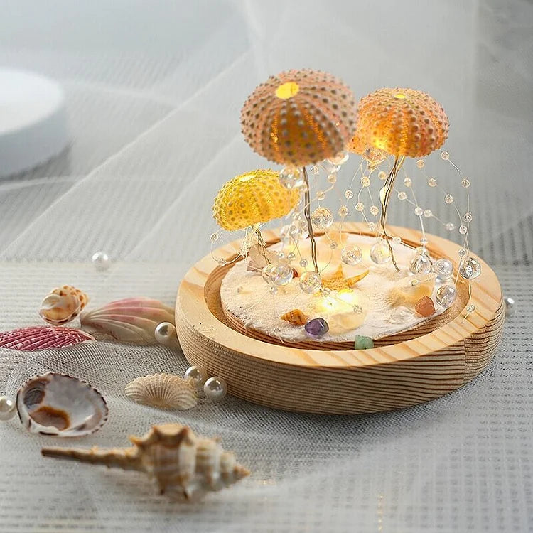 DIY Table Lamp with Natural Sea Urchin Shell and Gold Base