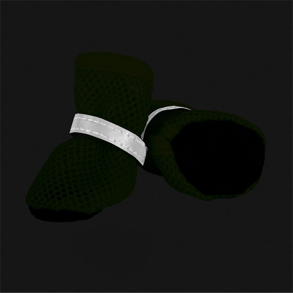 Breathable Mesh Dog Shoes with Reflective Straps and Non-Slip Sole