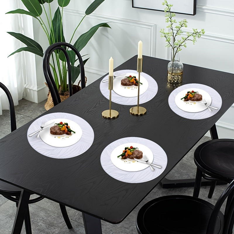 Round Heat-Resistant PVC Placemats with Gold Foil Design