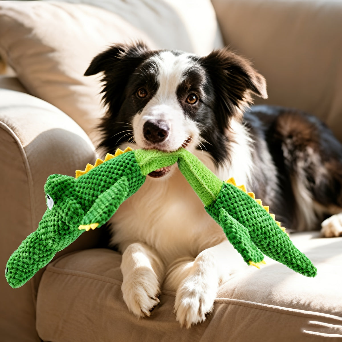 Durable Crocodile Dog Toy with Squeaker for Interactive Play