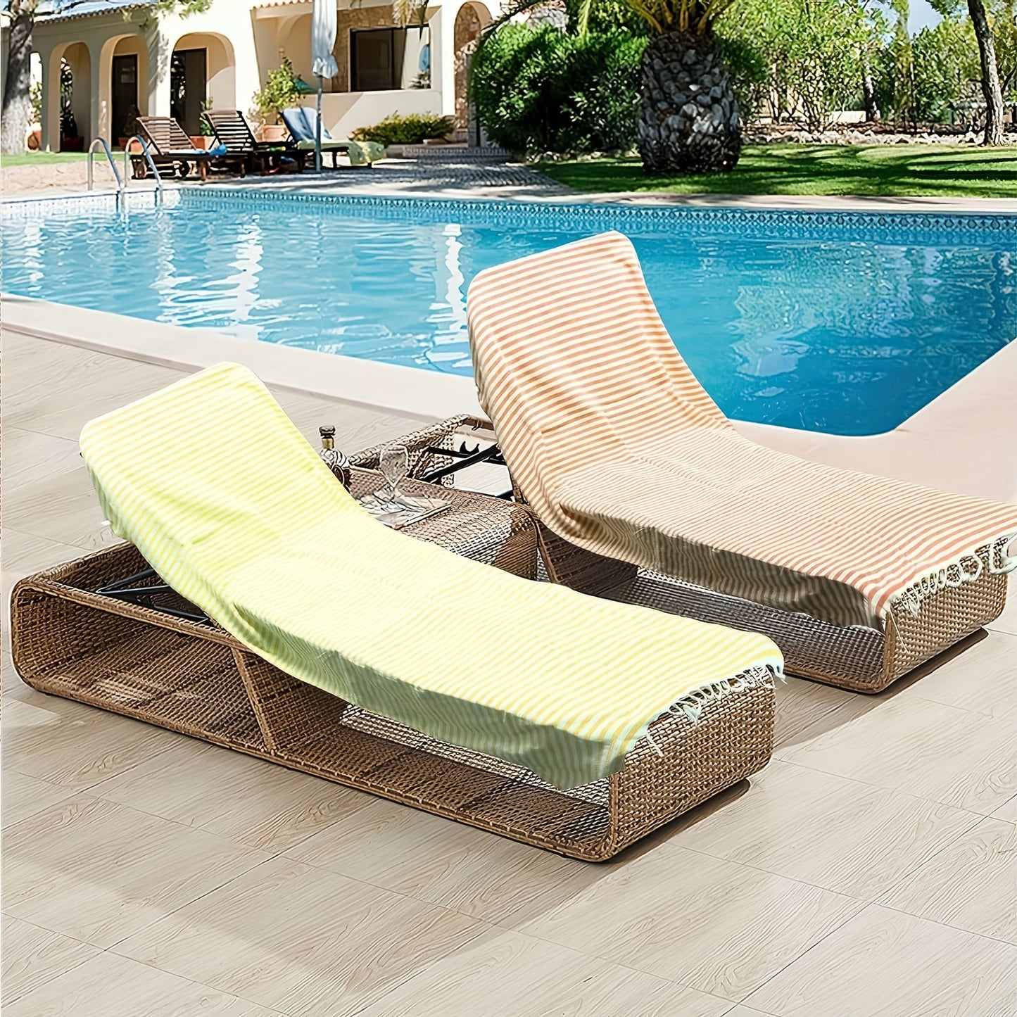 Extra Large Boho Striped Beach Towel with Fringes