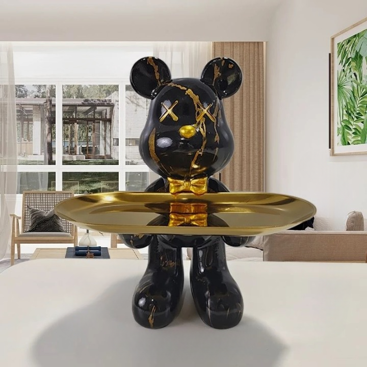 Decorative Bear Storage Figure with Bowl for Keys and Treats