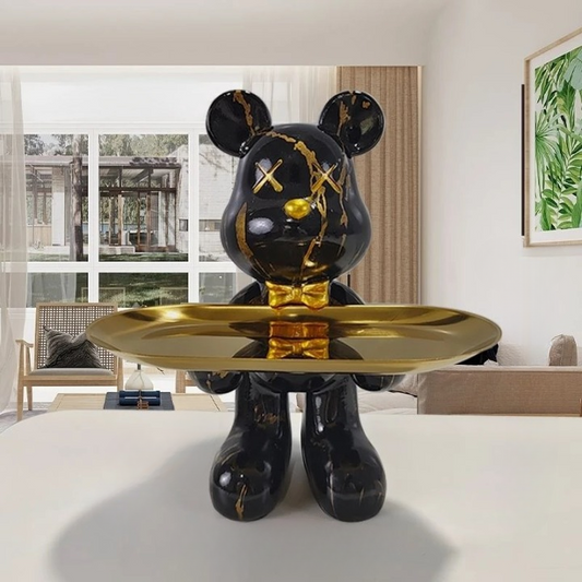 Decorative Bear Storage Figure with Bowl for Keys and Treats
