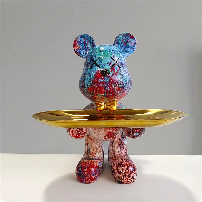 Decorative Bear Storage Figure with Bowl for Keys and Treats
