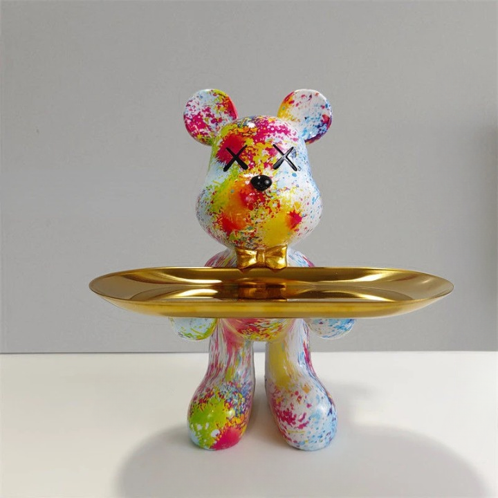 Decorative Bear Storage Figure with Bowl for Keys and Treats