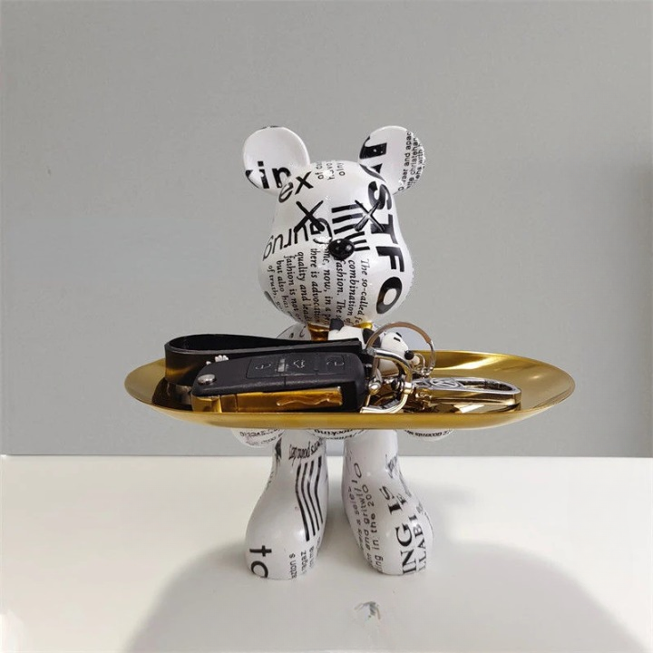 Decorative Bear Storage Figure with Bowl for Keys and Treats